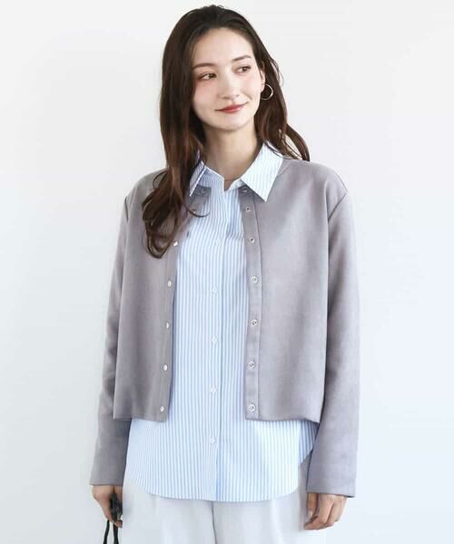 MK MICHEL KLEIN / エムケーミッシェルクラン その他アウター | フェイクスウェード ドット釦ジャケット/洗える（グレー）