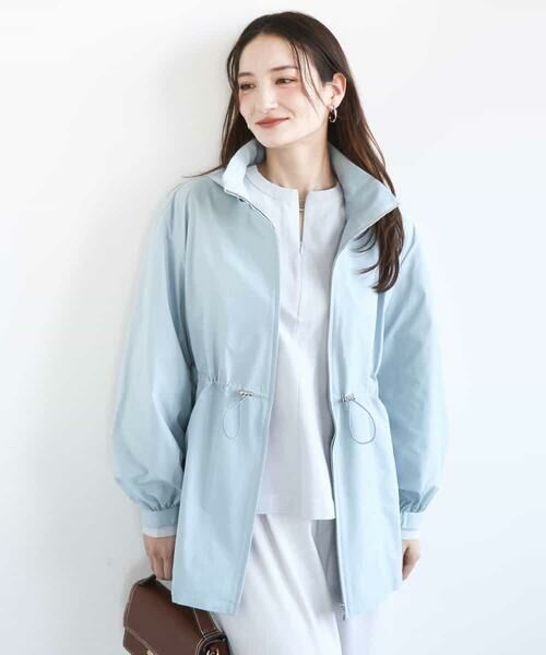 MK MICHEL KLEIN / エムケーミッシェルクラン その他アウター | 2wayタイプライターミドル丈ブルゾン/洗える（ライトブルー）