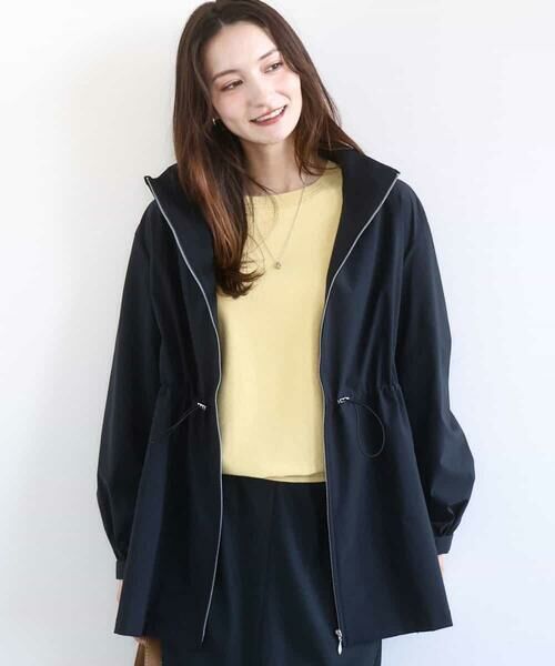 MK MICHEL KLEIN / エムケーミッシェルクラン その他アウター | 2wayタイプライターミドル丈ブルゾン/洗える（ネイビー）