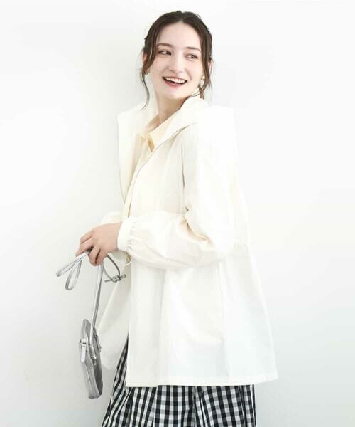 MK MICHEL KLEIN / エムケーミッシェルクラン その他アウター | 2wayタイプライターミドル丈ブルゾン/洗える（アイボリー）