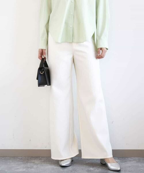 MK MICHEL KLEIN / エムケーミッシェルクラン チノ・ワークパンツ | デニムライク ストレートワイドパンツ/洗える | 詳細1