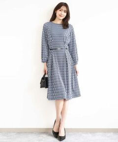 MK MICHEL KLEIN / エムケーミッシェルクラン ロング・マキシ丈ワンピース | [Iイージーケア]幾何柄ジャージーワンピース/洗える