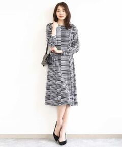 MK MICHEL KLEIN / エムケーミッシェルクラン ロング・マキシ丈ワンピース | [Iイージーケア]幾何柄ジャージーワンピース/洗える