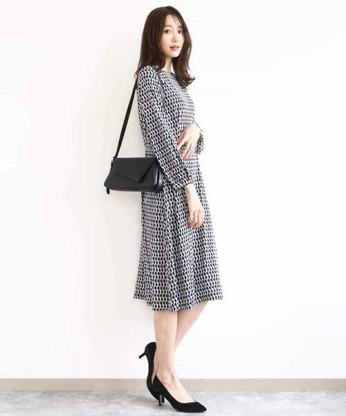 MK MICHEL KLEIN / エムケーミッシェルクラン ロング・マキシ丈ワンピース | [Iイージーケア]幾何柄ジャージーワンピース/洗える | 詳細2