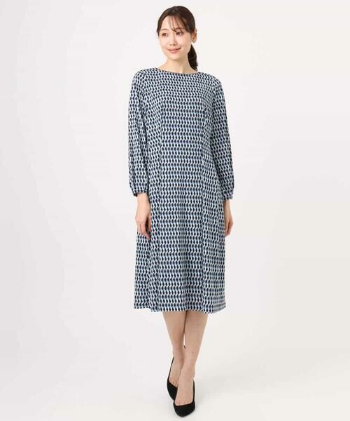 MK MICHEL KLEIN / エムケーミッシェルクラン ロング・マキシ丈ワンピース | [Iイージーケア]幾何柄ジャージーワンピース/洗える | 詳細21
