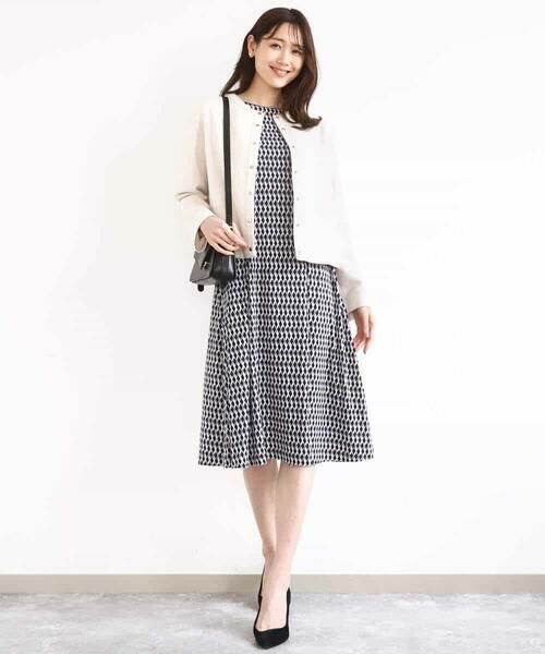 MK MICHEL KLEIN / エムケーミッシェルクラン ロング・マキシ丈ワンピース | [Iイージーケア]幾何柄ジャージーワンピース/洗える | 詳細4