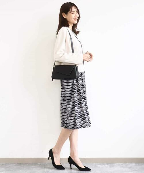 MK MICHEL KLEIN / エムケーミッシェルクラン ロング・マキシ丈ワンピース | [Iイージーケア]幾何柄ジャージーワンピース/洗える | 詳細6