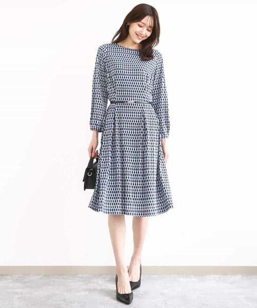 MK MICHEL KLEIN / エムケーミッシェルクラン ロング・マキシ丈ワンピース | [Iイージーケア]幾何柄ジャージーワンピース/洗える | 詳細7