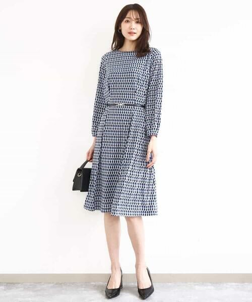 MK MICHEL KLEIN / エムケーミッシェルクラン ロング・マキシ丈ワンピース | [Iイージーケア]幾何柄ジャージーワンピース/洗える | 詳細8