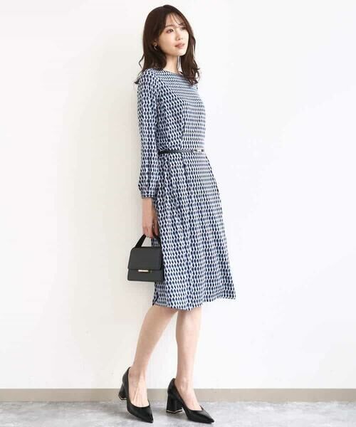 MK MICHEL KLEIN / エムケーミッシェルクラン ロング・マキシ丈ワンピース | [Iイージーケア]幾何柄ジャージーワンピース/洗える | 詳細9