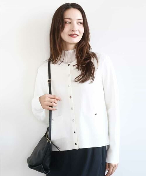 MK MICHEL KLEIN / エムケーミッシェルクラン カーディガン・ボレロ | 綿混ニットカーディガン/洗える（ホワイト）