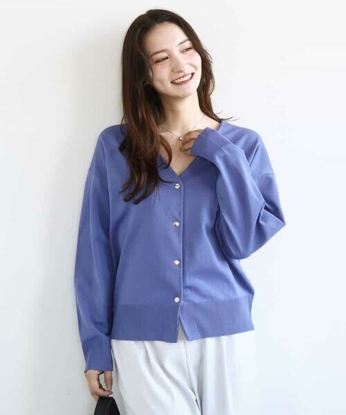 MK MICHEL KLEIN / エムケーミッシェルクラン カーディガン・ボレロ | ドット釦Vネックカーディガン(無地・ボーダー)/洗える | 詳細10