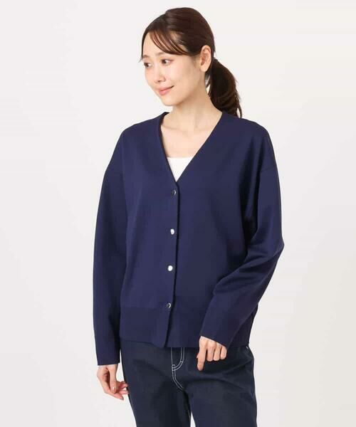 MK MICHEL KLEIN / エムケーミッシェルクラン カーディガン・ボレロ | ドット釦Vネックカーディガン(無地・ボーダー)/洗える | 詳細26