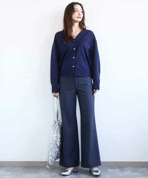 MK MICHEL KLEIN / エムケーミッシェルクラン カーディガン・ボレロ | ドット釦Vネックカーディガン(無地・ボーダー)/洗える | 詳細30