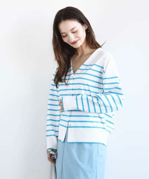 MK MICHEL KLEIN / エムケーミッシェルクラン カーディガン・ボレロ | ドット釦Vネックカーディガン(無地・ボーダー)/洗える | 詳細4