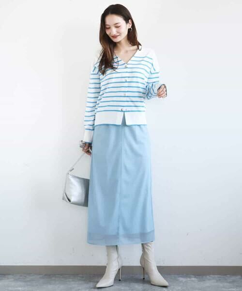 MK MICHEL KLEIN / エムケーミッシェルクラン カーディガン・ボレロ | ドット釦Vネックカーディガン(無地・ボーダー)/洗える | 詳細7