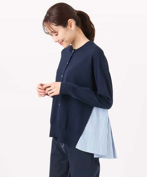 MK MICHEL KLEIN / エムケーミッシェルクラン ニット・セーター | ストライプ切替えデザインニット/洗える | 詳細22