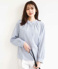 MK MICHEL KLEIN / エムケーミッシェルクラン シャツ・ブラウス | 幾何柄バンドカラーブラウス/洗える