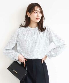 MK MICHEL KLEIN / エムケーミッシェルクラン シャツ・ブラウス | 幾何柄バンドカラーブラウス/洗える