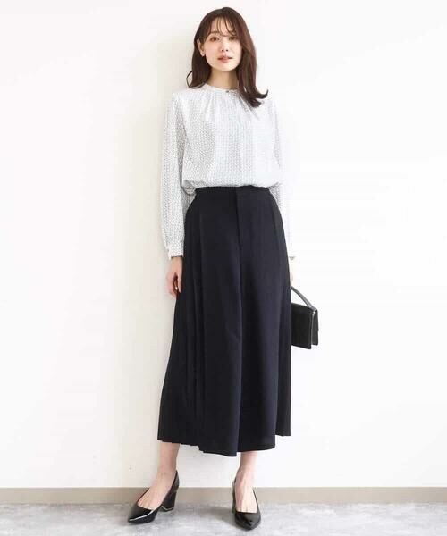 MK MICHEL KLEIN / エムケーミッシェルクラン シャツ・ブラウス | 幾何柄バンドカラーブラウス/洗える | 詳細4