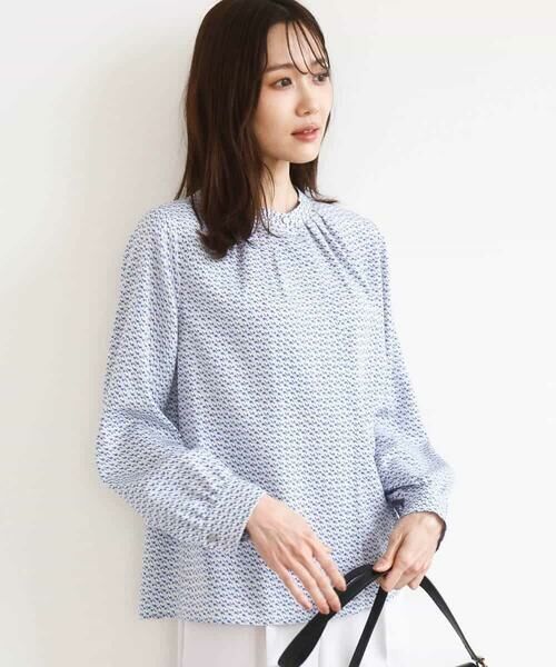 MK MICHEL KLEIN / エムケーミッシェルクラン シャツ・ブラウス | 幾何柄バンドカラーブラウス/洗える | 詳細5