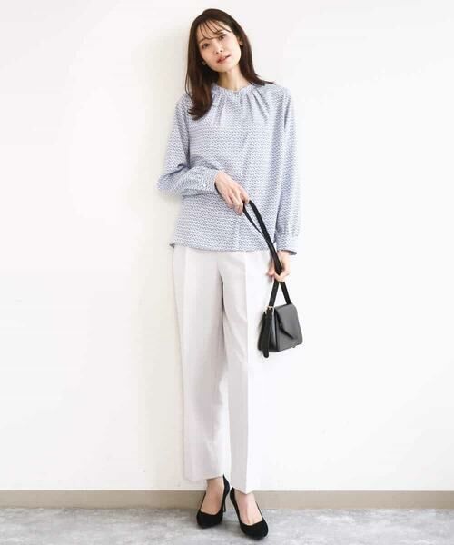 MK MICHEL KLEIN / エムケーミッシェルクラン シャツ・ブラウス | 幾何柄バンドカラーブラウス/洗える | 詳細8