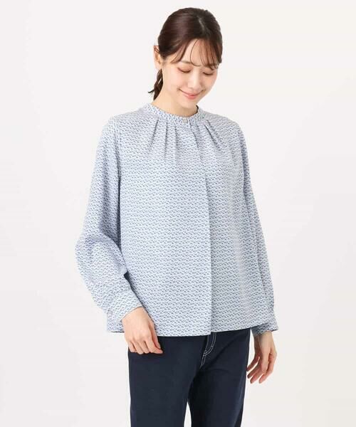 MK MICHEL KLEIN / エムケーミッシェルクラン シャツ・ブラウス | 幾何柄バンドカラーブラウス/洗える | 詳細9