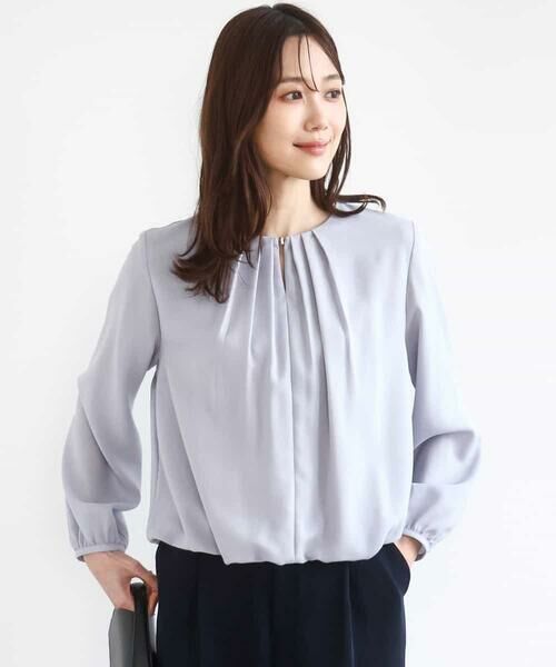 MK MICHEL KLEIN / エムケーミッシェルクラン シャツ・ブラウス | バルーンヘムブラウス/洗える（グレーブルー）
