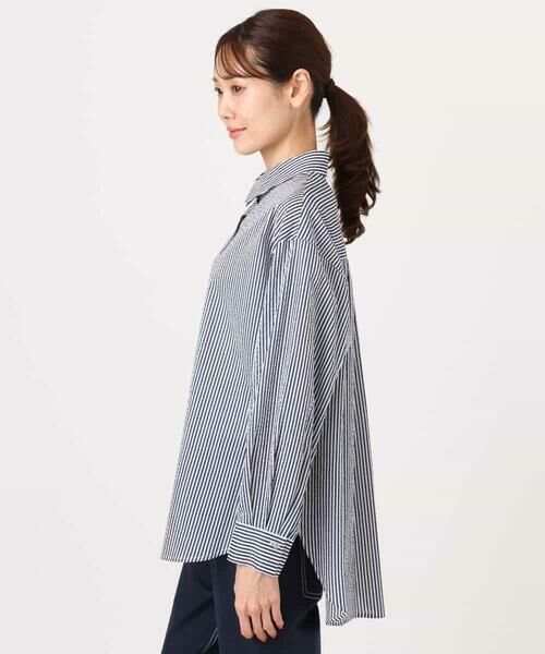 MK MICHEL KLEIN / エムケーミッシェルクラン シャツ・ブラウス | ストライプ柄サッカーシャツブラウス/洗える | 詳細14