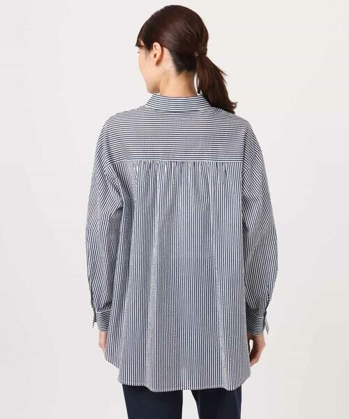 MK MICHEL KLEIN / エムケーミッシェルクラン シャツ・ブラウス | ストライプ柄サッカーシャツブラウス/洗える | 詳細15