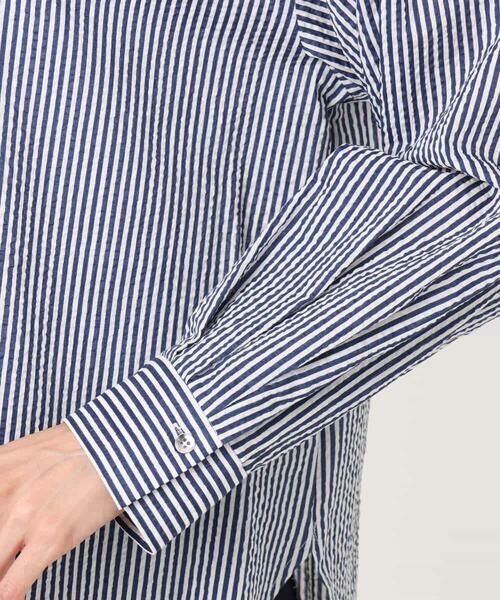MK MICHEL KLEIN / エムケーミッシェルクラン シャツ・ブラウス | ストライプ柄サッカーシャツブラウス/洗える | 詳細18