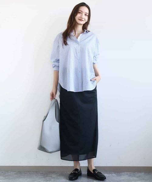 MK MICHEL KLEIN / エムケーミッシェルクラン シャツ・ブラウス | ストライプ柄サッカーシャツブラウス/洗える | 詳細3