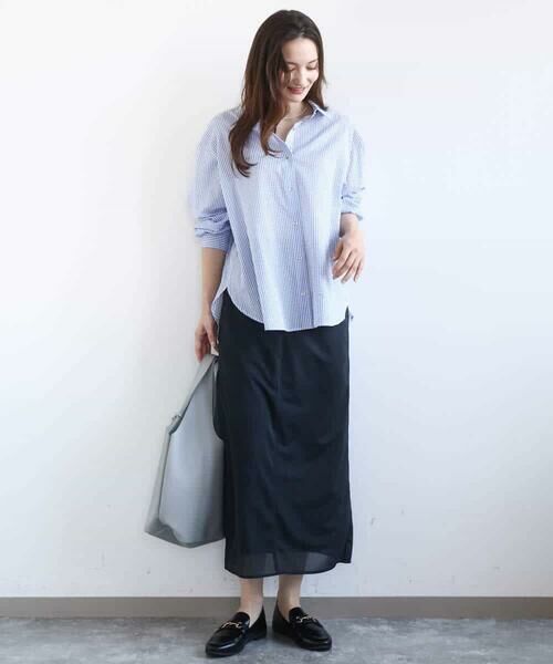 MK MICHEL KLEIN / エムケーミッシェルクラン シャツ・ブラウス | ストライプ柄サッカーシャツブラウス/洗える | 詳細5