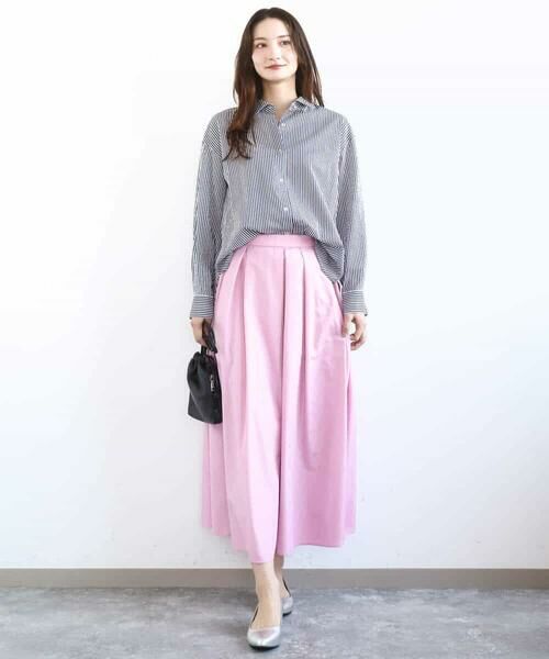 MK MICHEL KLEIN / エムケーミッシェルクラン シャツ・ブラウス | ストライプ柄サッカーシャツブラウス/洗える | 詳細7