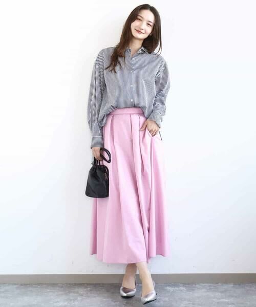 MK MICHEL KLEIN / エムケーミッシェルクラン シャツ・ブラウス | ストライプ柄サッカーシャツブラウス/洗える | 詳細8