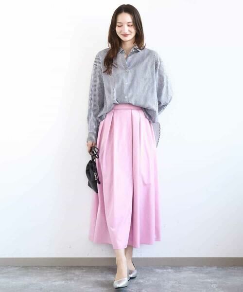 MK MICHEL KLEIN / エムケーミッシェルクラン シャツ・ブラウス | ストライプ柄サッカーシャツブラウス/洗える | 詳細9