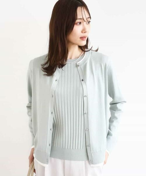 MK MICHEL KLEIN / エムケーミッシェルクラン ニット・セーター | 配色デザインカラーニットアンサンブル/洗える | 詳細1