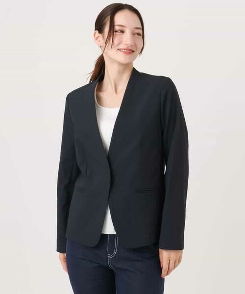 MK MICHEL KLEIN / エムケーミッシェルクラン ノーカラージャケット | ドライタッチストレッチ カラーレスジャケット/イージーケア/洗える | 詳細30