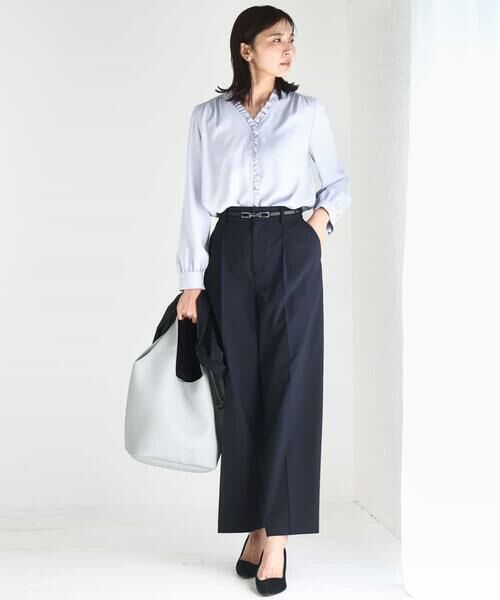 MK MICHEL KLEIN / エムケーミッシェルクラン チノ・ワークパンツ | ドライタッチストレッチ ワイドパンツ/イージーケア/洗える | 詳細23