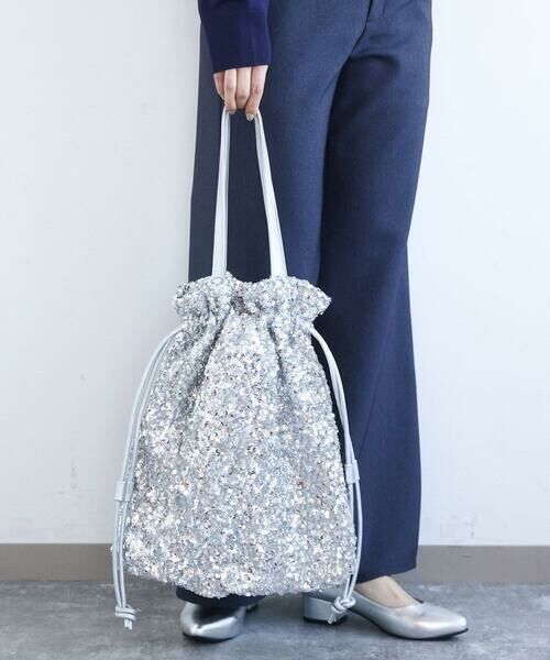 MK MICHEL KLEIN / エムケーミッシェルクラン トートバッグ | スパンコール2WAYトートバッグ（シルバー）