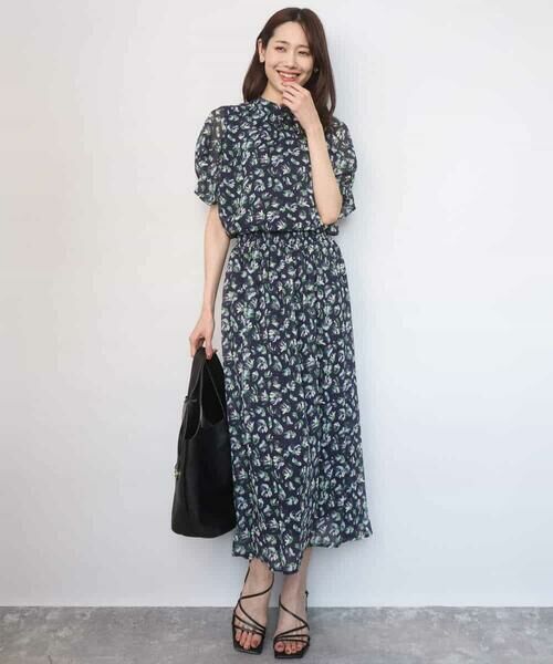 MK MICHEL KLEIN / エムケーミッシェルクラン シャツ・ブラウス | タックスリーブ花柄シフォンブラウス/洗える | 詳細7