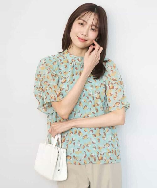 MK MICHEL KLEIN / エムケーミッシェルクラン シャツ・ブラウス | タックスリーブ花柄シフォンブラウス/洗える | 詳細8