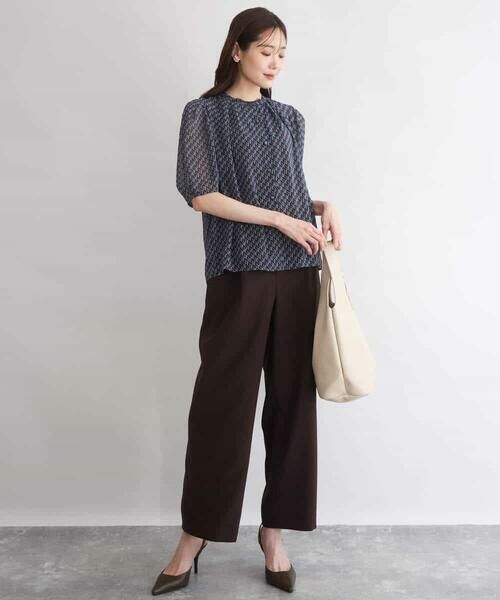 MK MICHEL KLEIN / エムケーミッシェルクラン シャツ・ブラウス | [洗える]幾何柄バンドカラー五分袖ブラウス | 詳細11