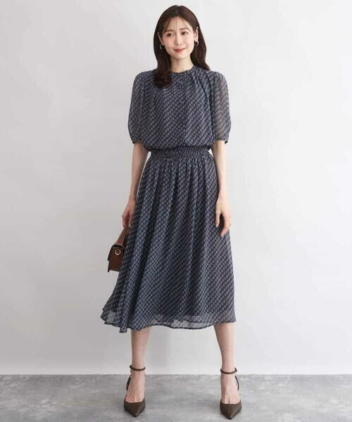 MK MICHEL KLEIN / エムケーミッシェルクラン シャツ・ブラウス | [洗える]幾何柄バンドカラー五分袖ブラウス | 詳細13