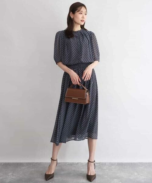 MK MICHEL KLEIN / エムケーミッシェルクラン シャツ・ブラウス | [洗える]幾何柄バンドカラー五分袖ブラウス | 詳細14