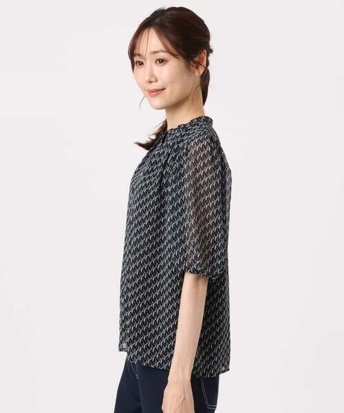 MK MICHEL KLEIN / エムケーミッシェルクラン シャツ・ブラウス | [洗える]幾何柄バンドカラー五分袖ブラウス | 詳細16
