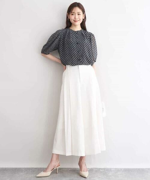 MK MICHEL KLEIN / エムケーミッシェルクラン シャツ・ブラウス | [洗える]幾何柄バンドカラー五分袖ブラウス | 詳細2