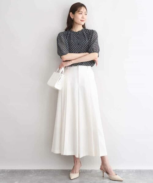 MK MICHEL KLEIN / エムケーミッシェルクラン シャツ・ブラウス | [洗える]幾何柄バンドカラー五分袖ブラウス | 詳細3