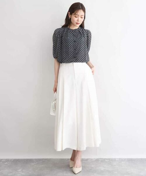 MK MICHEL KLEIN / エムケーミッシェルクラン シャツ・ブラウス | [洗える]幾何柄バンドカラー五分袖ブラウス | 詳細4