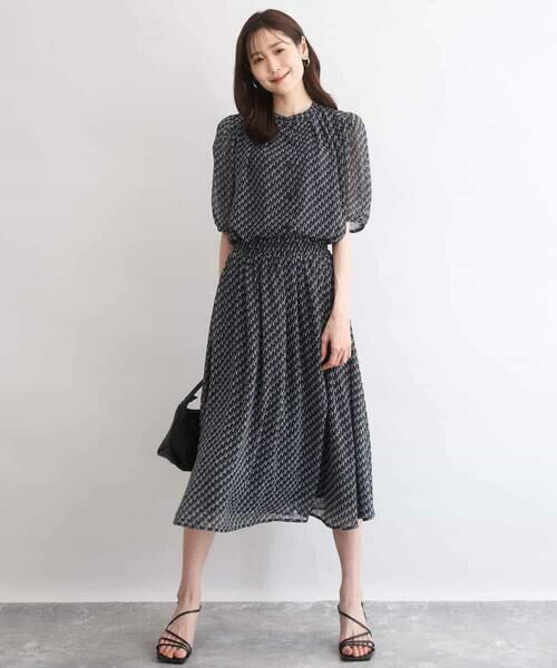 MK MICHEL KLEIN / エムケーミッシェルクラン シャツ・ブラウス | [洗える]幾何柄バンドカラー五分袖ブラウス | 詳細6